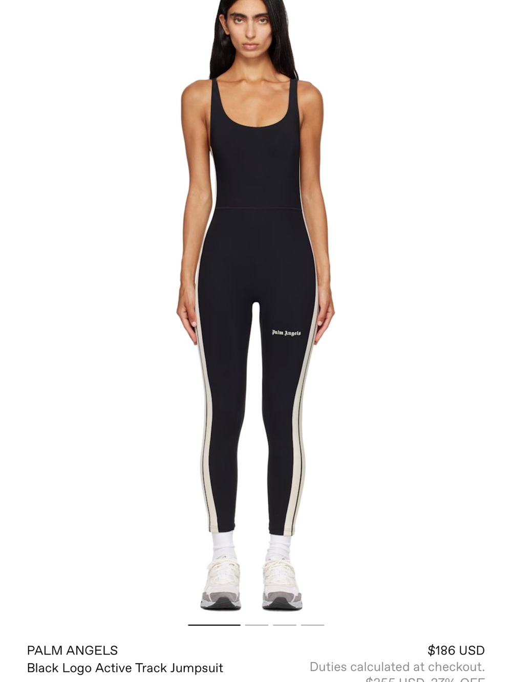 Palm Angels Black Tank Track Jumpsuit with White Side Stripes
